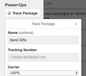 Trello tracking number entry