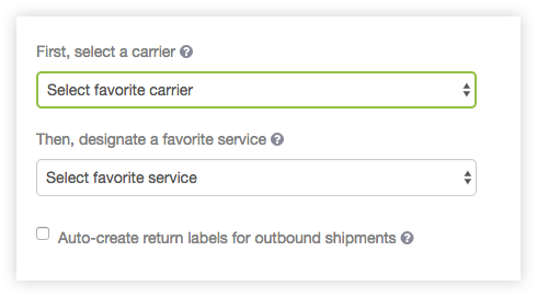 Favorite Shipping Service Screen Shot