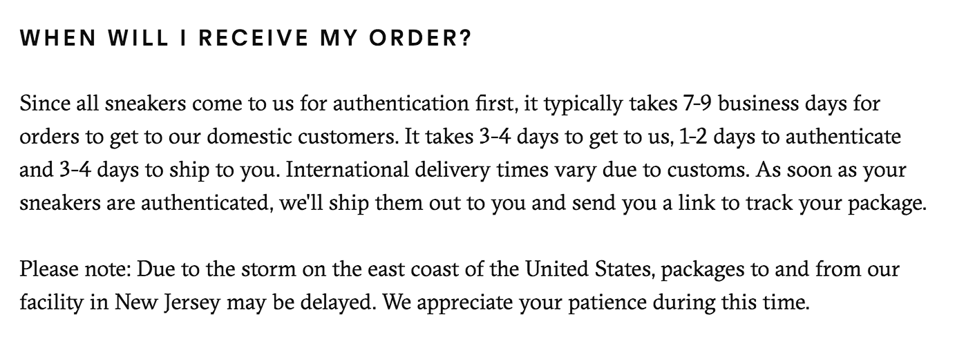 shipping policy_Delivery Estimates